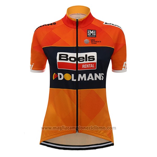 2017 Abbigliamento Ciclismo Donne Damen Boels Dolmans Arancione Manica Corta e Salopette